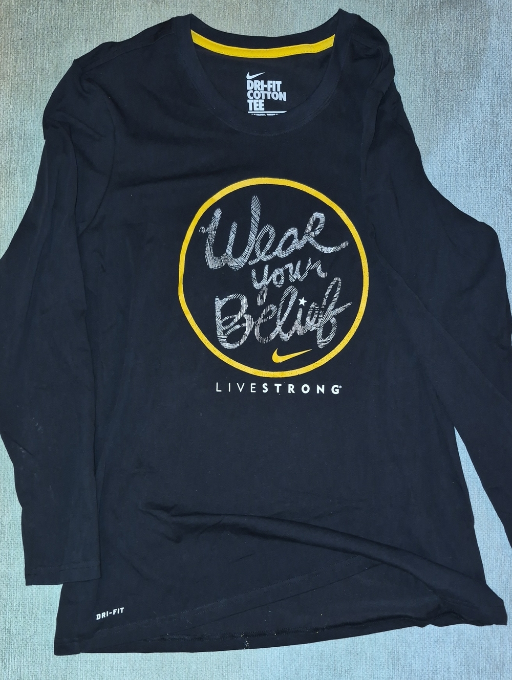 Nike Black Long Sleeve Tee with Yellow Graphic